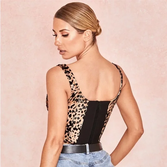 House Of CB ‘Jacqueline’ Leopard Print Devore Corset NWOT
